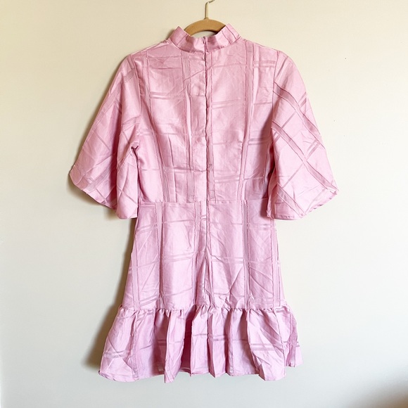 Missguided Pink Plaid Flutter Sleeve SteamPunk Grunge Barbie Skater Dress Size 8 - Picture 3 of 13